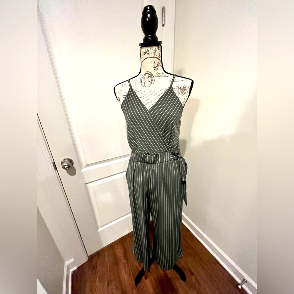 Olive green Knit crop jumpsuit